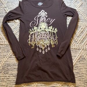 Juicy Couture Chocolate Long Sleeve Tee with Gold Accents